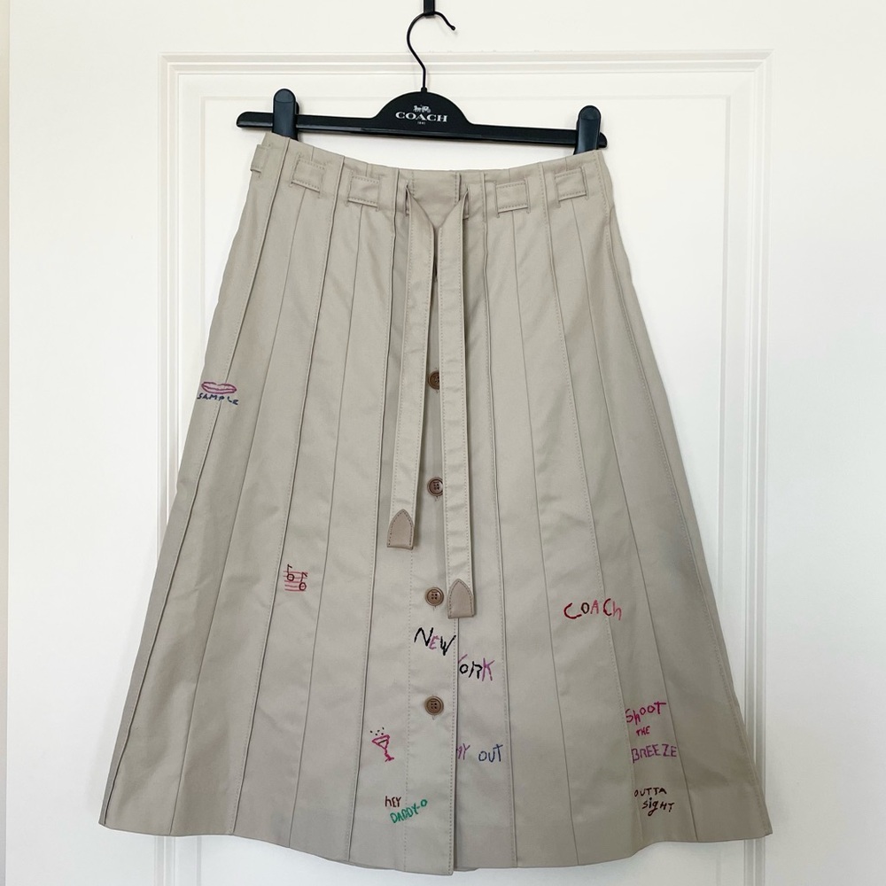 COACH embroidered trench panel pleated skirt 00 - Picture 4 of 8